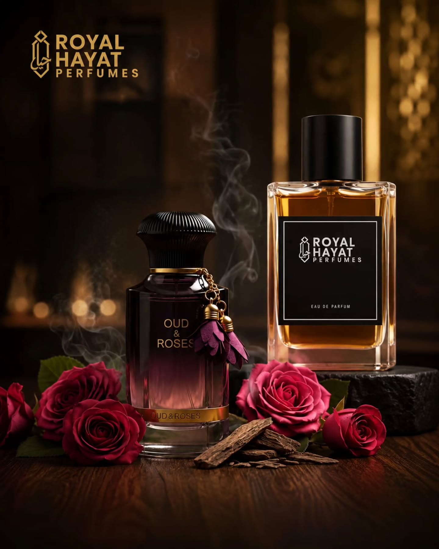 Oud & Roses — Royal Hayat oud eau de parfum with deep red roses and agarwood